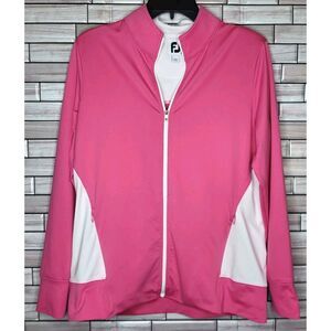 FootJoy Golf Women Medium Full‎ Zip Jacket Lightweight Long Sleeve Pink White
